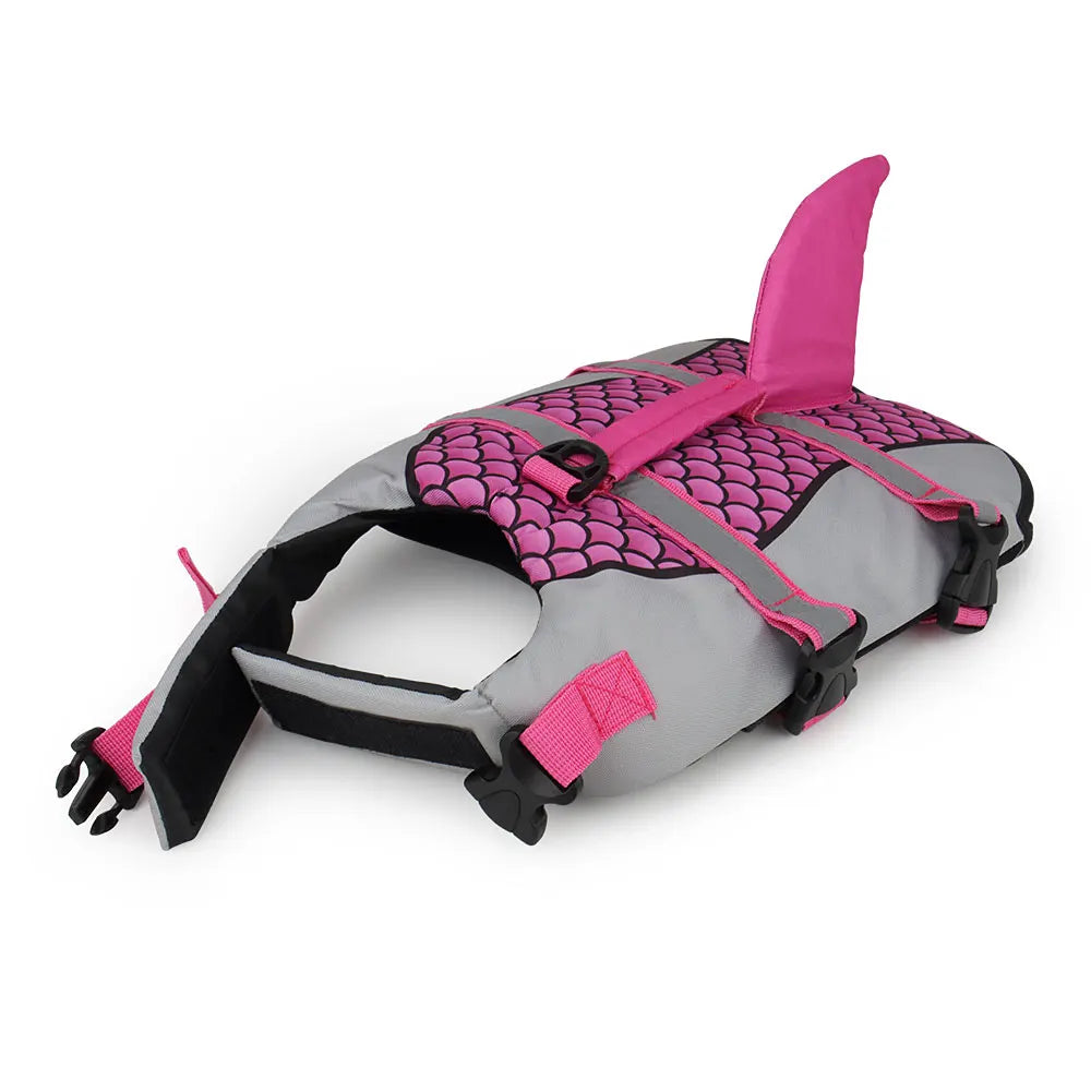 Shark-print swim vest life jacket for dogs