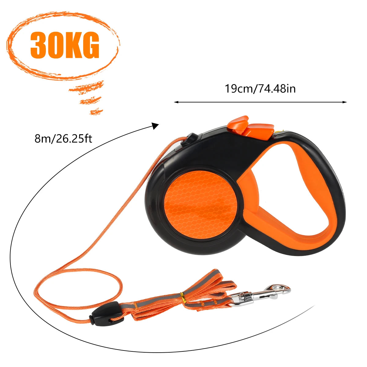Hands-free reflective dog leash with adjustable waist belt