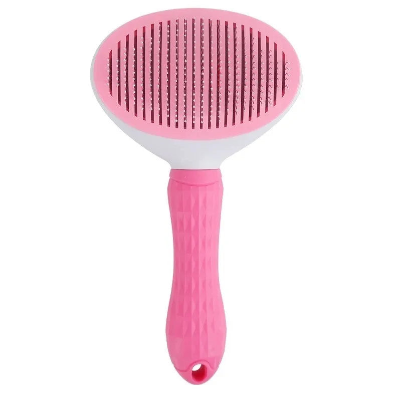 Self-cleaning hair removal grooming brush for dogs and cats