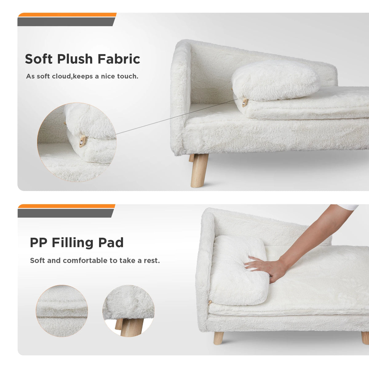 Elevated Nordic-style pet bed with wood legs for small dogs and cats