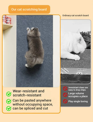 Trimmable self-adhesive scratch mat for cats to protect furniture