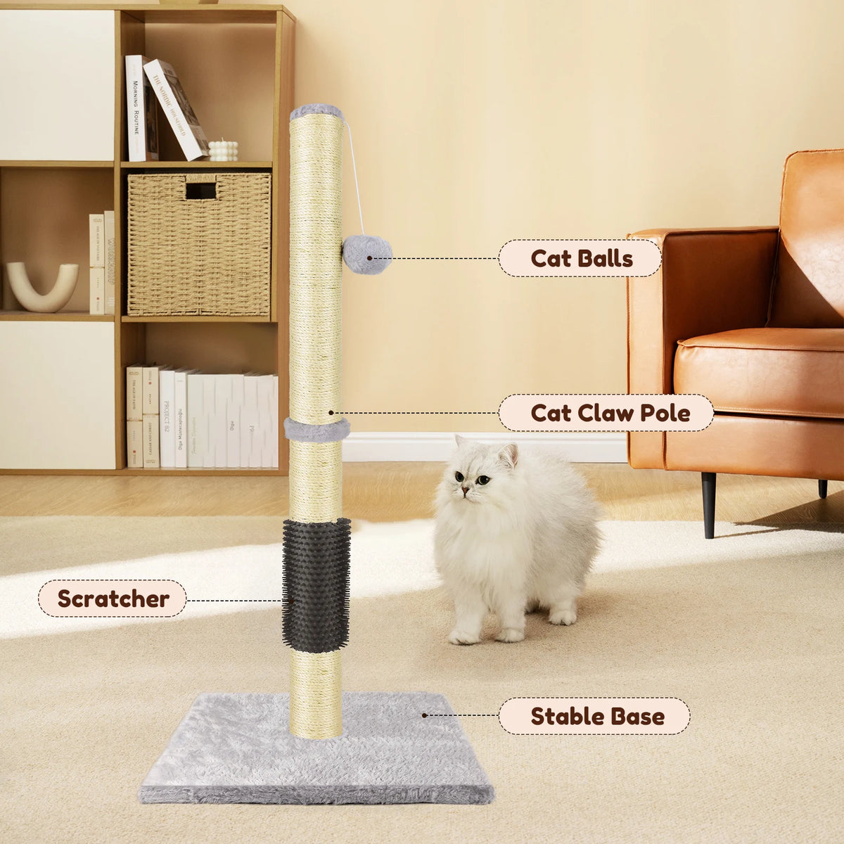 Tall cat scratching post and climbing tower for indoor cats