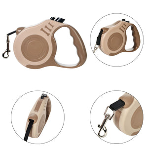 Retractable nylon dog leash with adjustable 3m or 5m length
