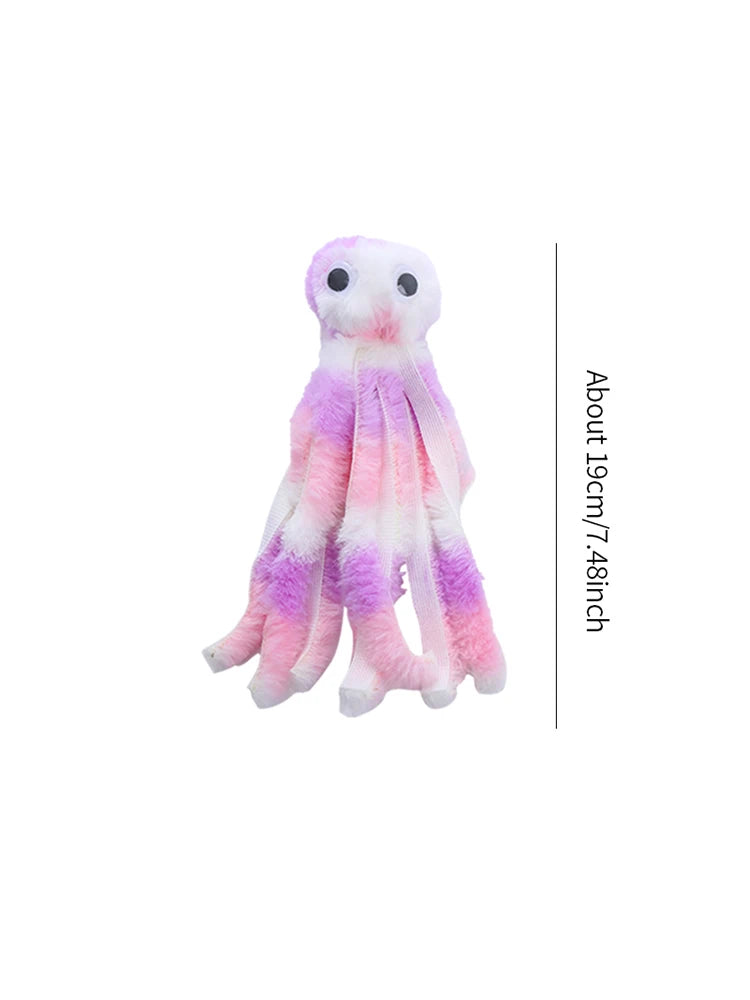 Bite-resistant plush octopus toy for cats
