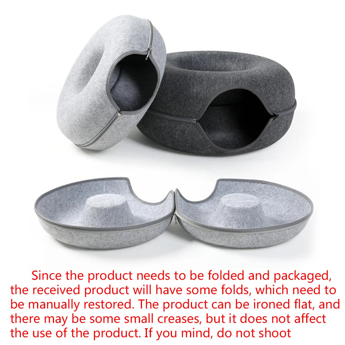 Round felt tunnel nest and scratcher for cats
