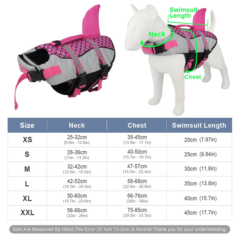 Shark-print swim vest life jacket for dogs