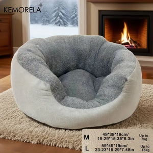 Plush orthopedic pet bed with backrest for cats and small dogs