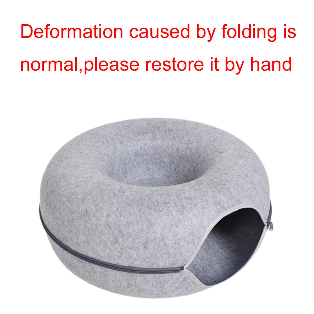 Round felt tunnel nest and scratcher for cats
