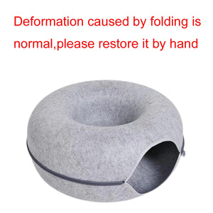 Round felt tunnel nest and scratcher for cats