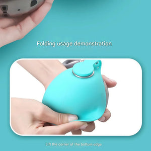 Stainless steel dog water bottle with built-in silicone bowl