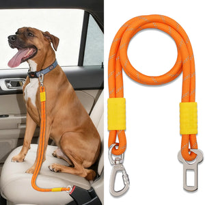 Reflective nylon car seatbelt restraint for dogs