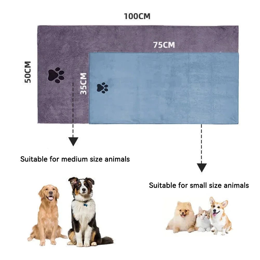 Embroidered microfibre bath towel for dogs and cats