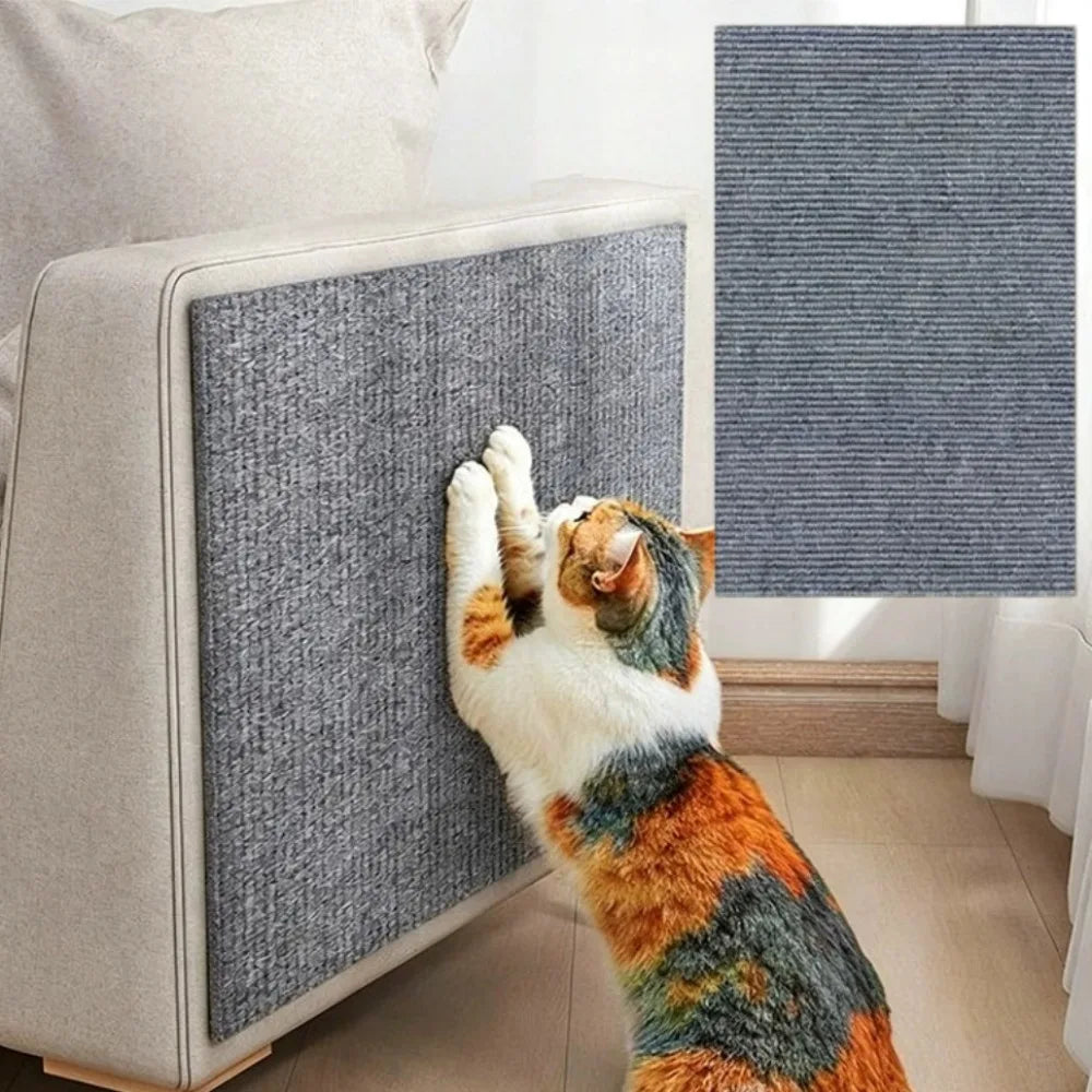 Compact self-adhesive scratch pad to protect furniture from cats