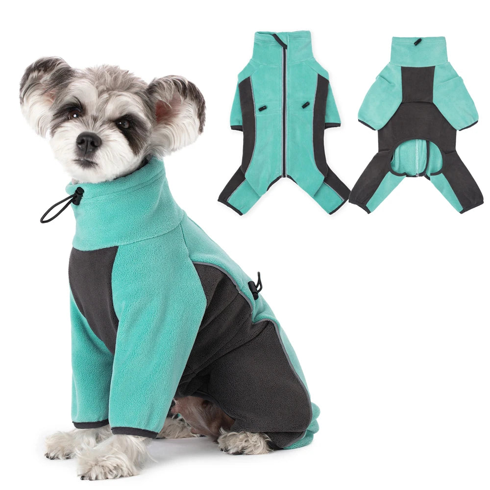 Fleece Winter Dog Jumpsuit — Windproof Warm Overalls