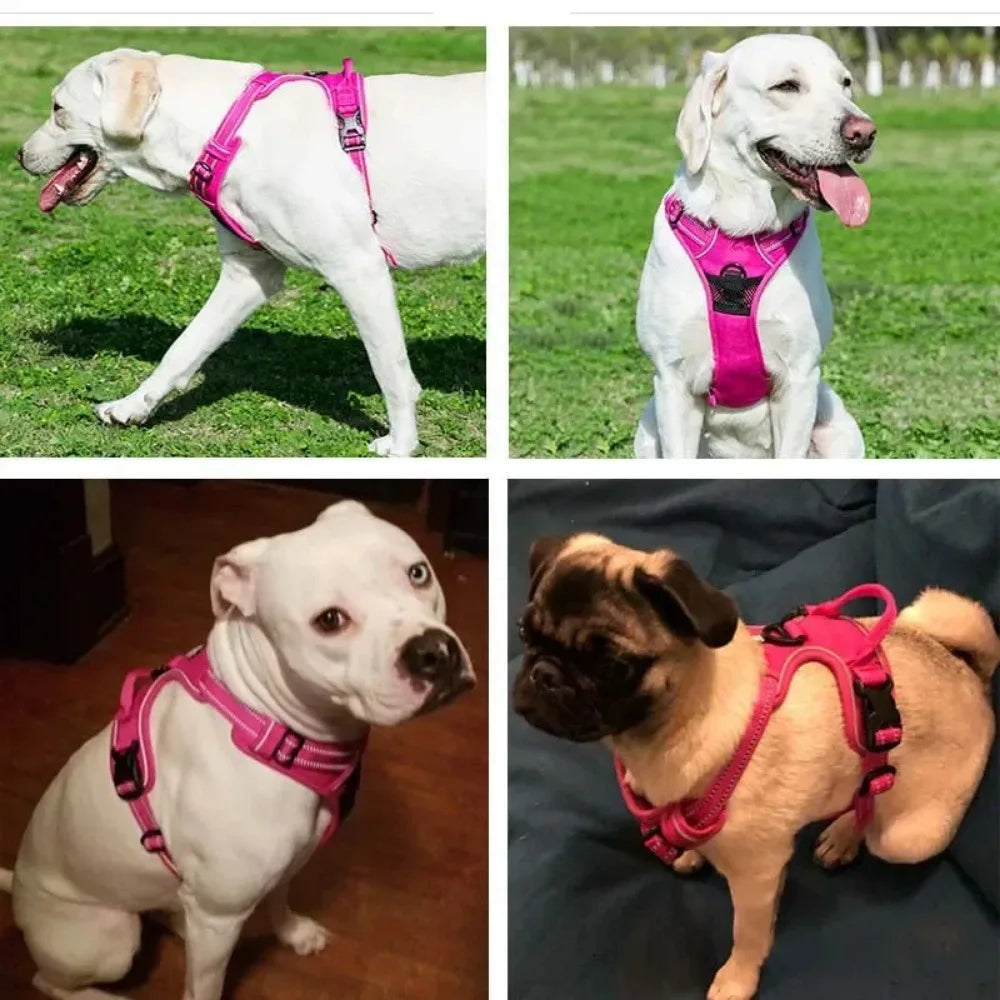Reflective breathable nylon vest harness for small to large dogs