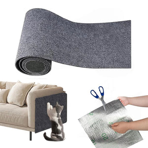 Trimmable self-adhesive scratch mat for cats to protect furniture