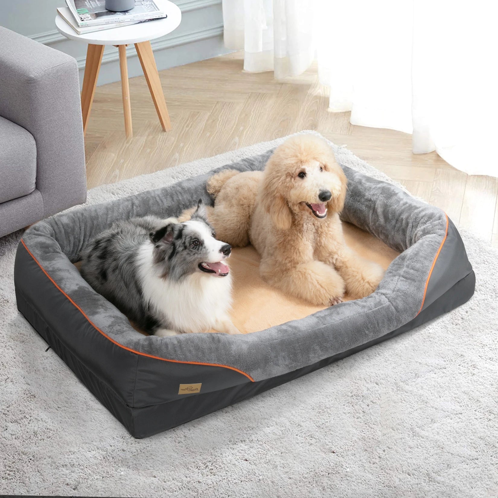Large fleece dog bed with removable washable waterproof cover