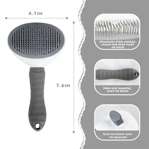 Self-cleaning hair removal grooming brush for dogs and cats