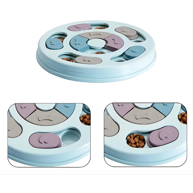 Interactive slow feeder food dispenser toy for dogs
