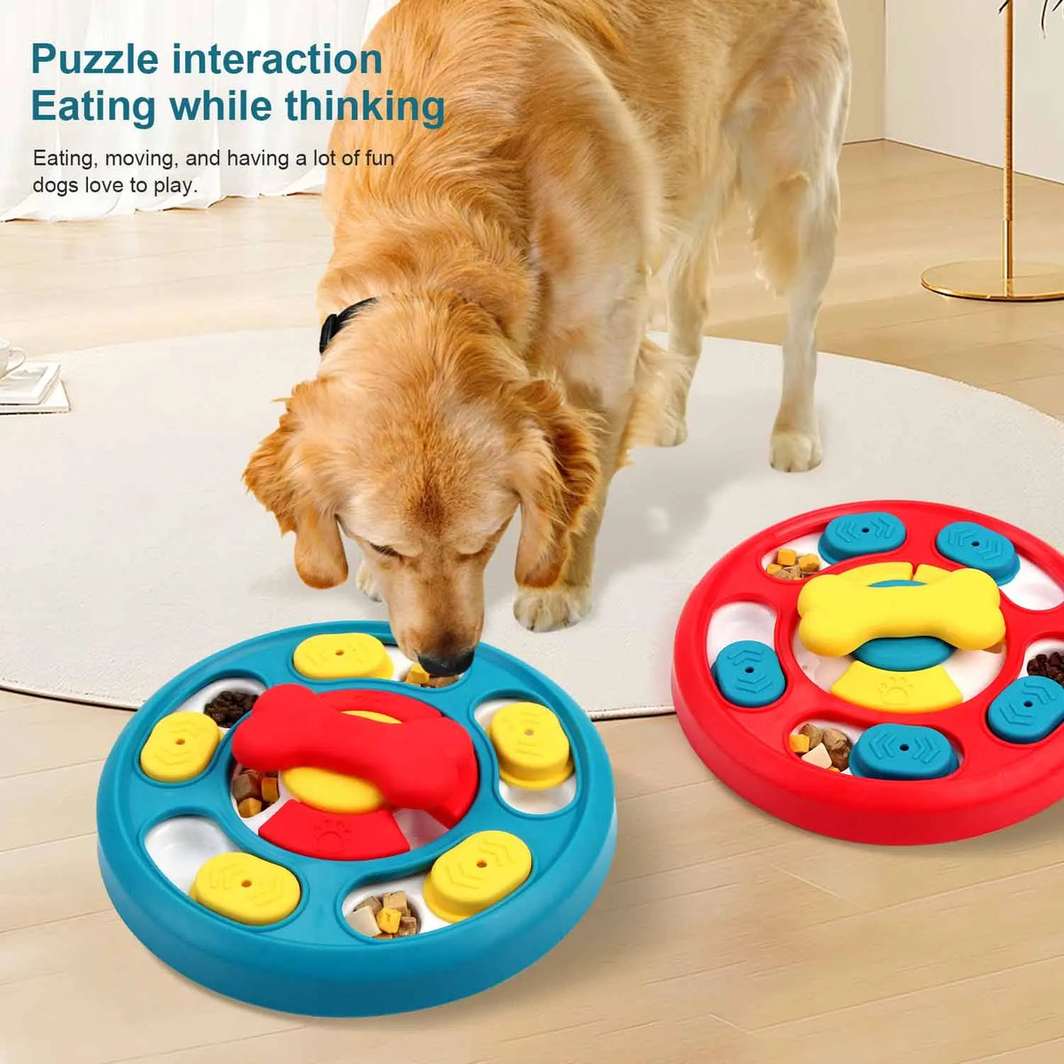 Interactive slow feeder puzzle bowl for dogs