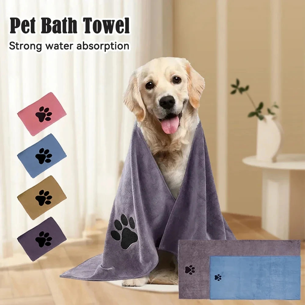 Embroidered microfibre bath towel for dogs and cats