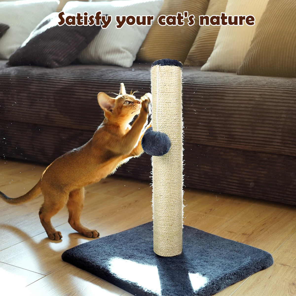 Tall cat scratching post and climbing tower for indoor cats