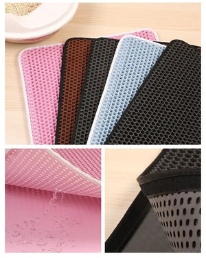 Double-layer waterproof litter trapping mat for cats