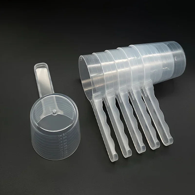 Plastic pet food measuring spoon with 50g/100ml scale
