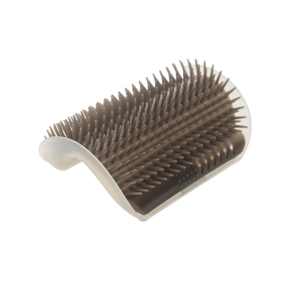 Wall-corner self-grooming brush for cats