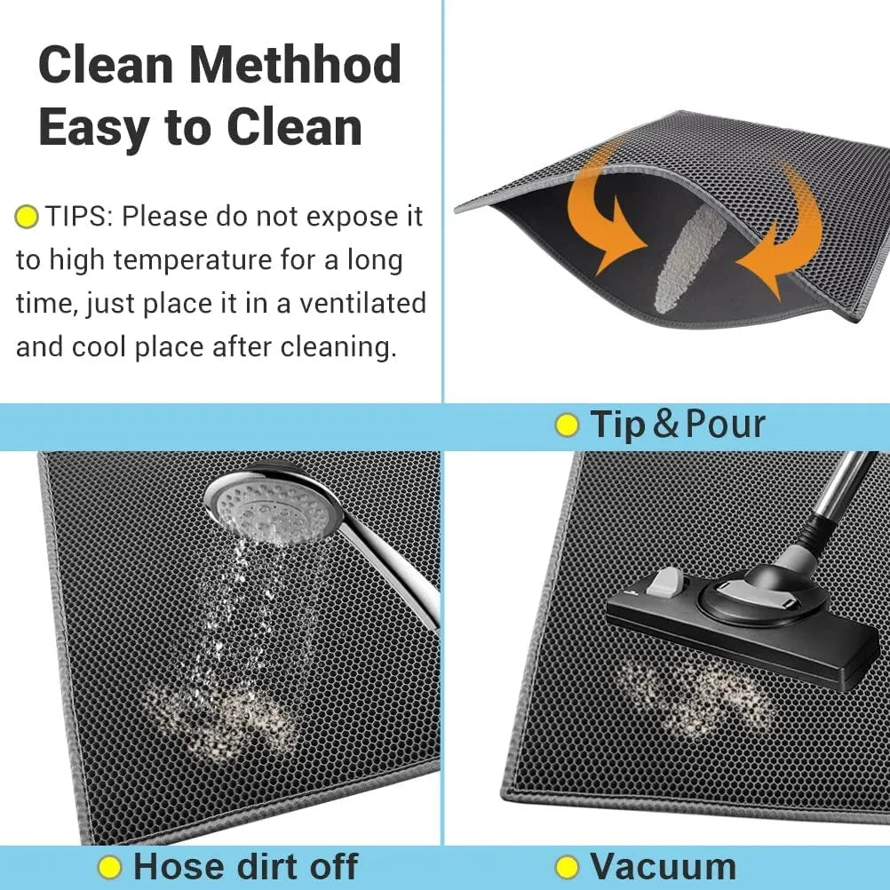 Double-layer waterproof litter trapping mat for cats