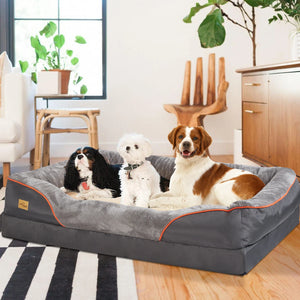 Large fleece dog bed with removable washable waterproof cover