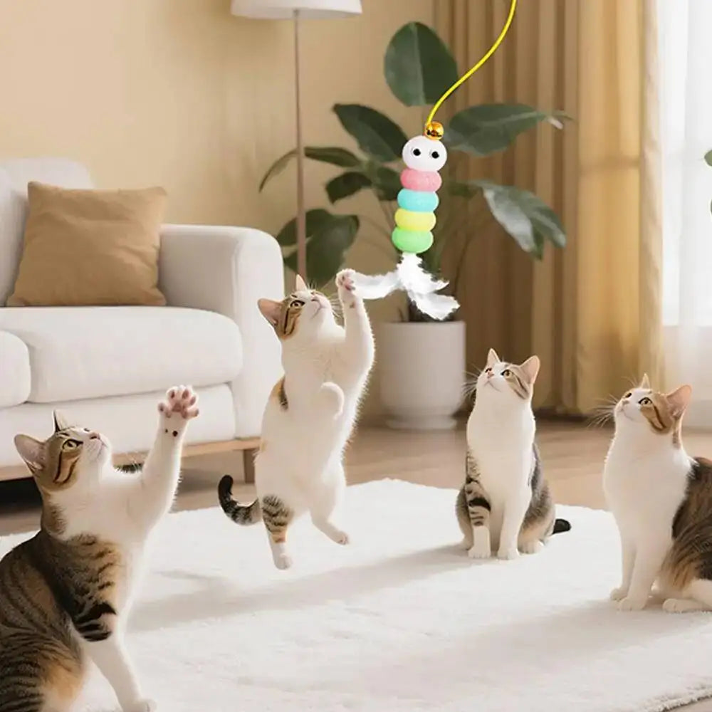Automatic rechargeable hanging teaser toy for interactive cat play