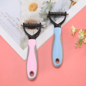 Two-sided stainless steel deshedding comb for dogs and cats