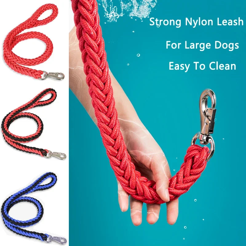 Braided nylon rope leash for medium to large dogs