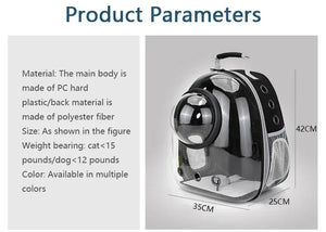Transparent bubble backpack pet carrier for cats and small dogs