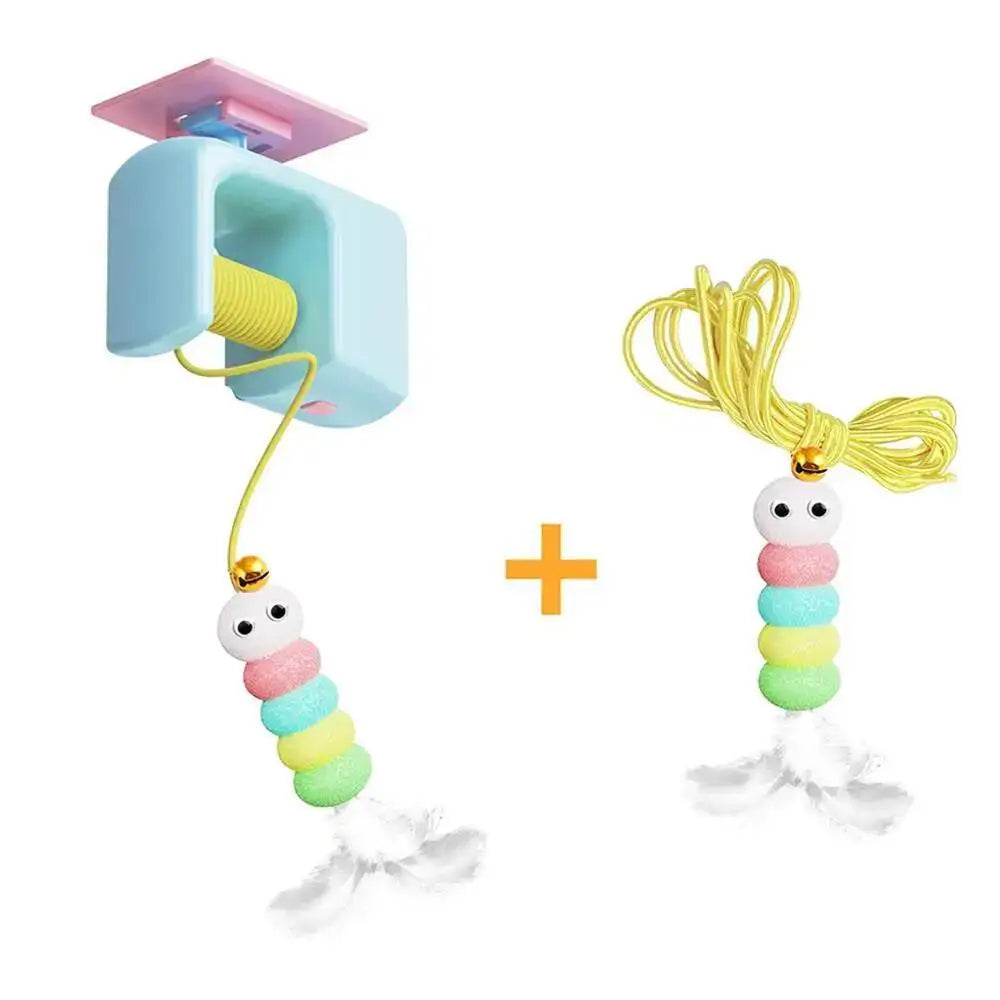 Automatic rechargeable hanging teaser toy for interactive cat play