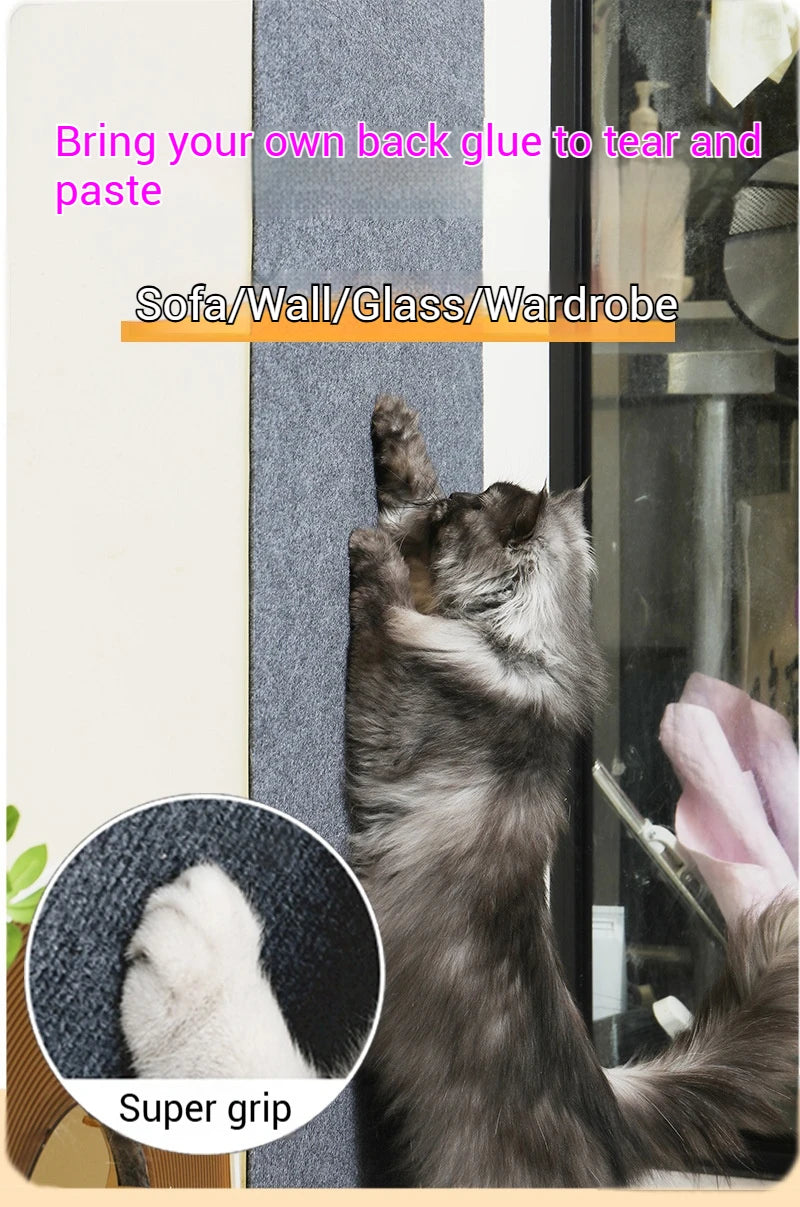 Trimmable self-adhesive scratch mat for cats to protect furniture
