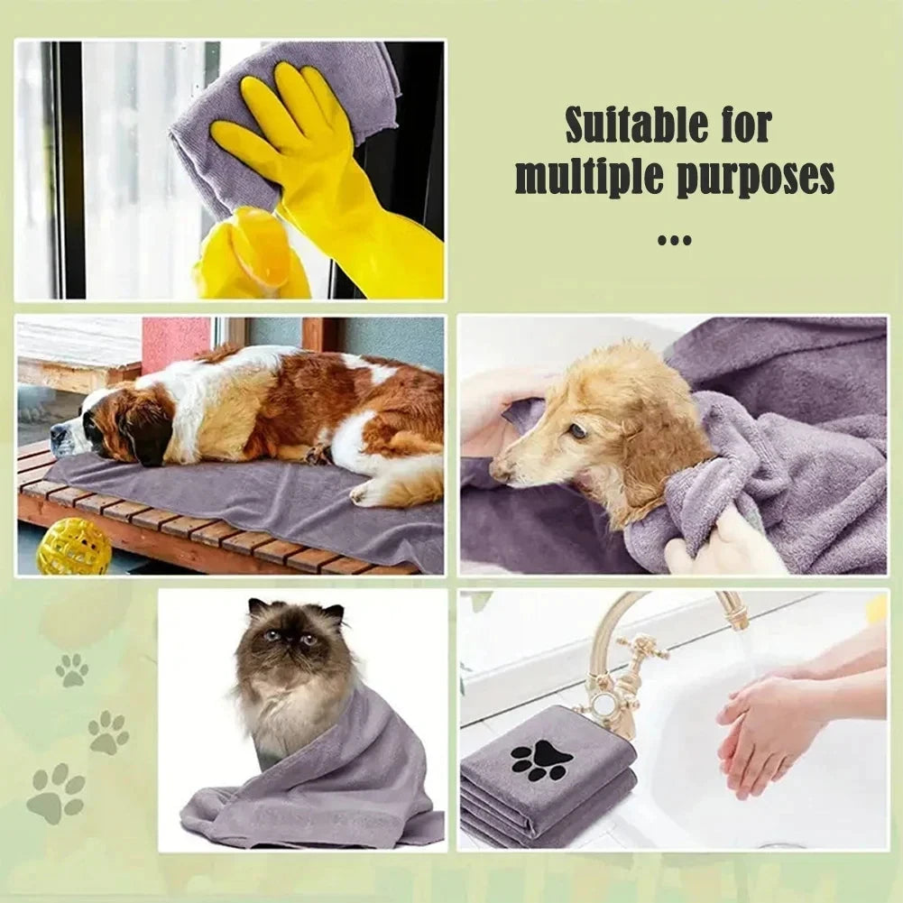 Embroidered microfibre bath towel for dogs and cats