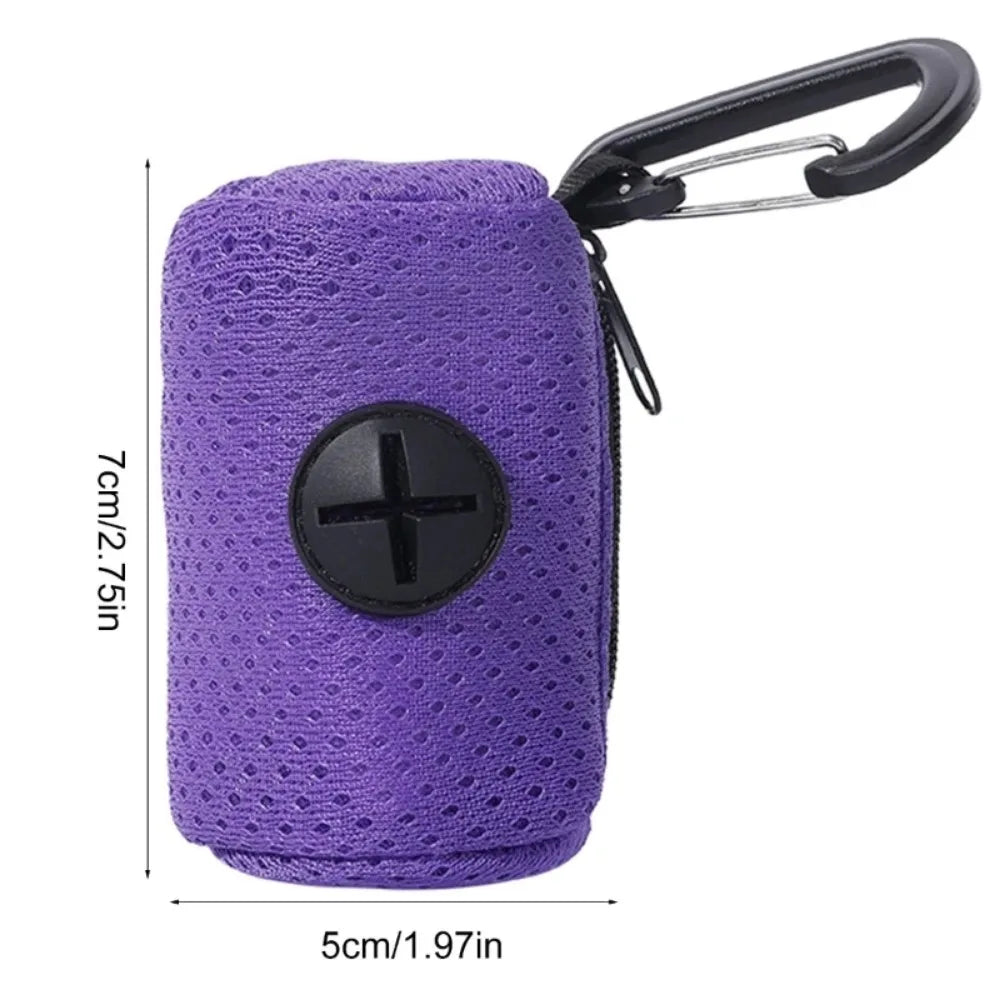 Compact waste bag holder that clips onto a dog leash