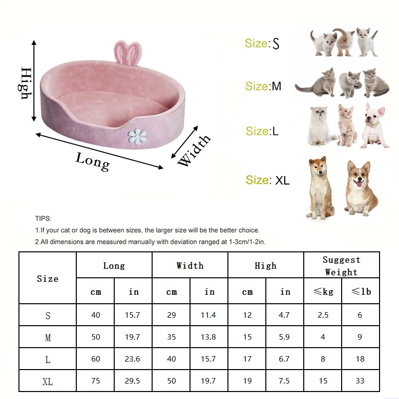 Detachable washable pet bed for dogs and cats, soft and warm for all seasons
