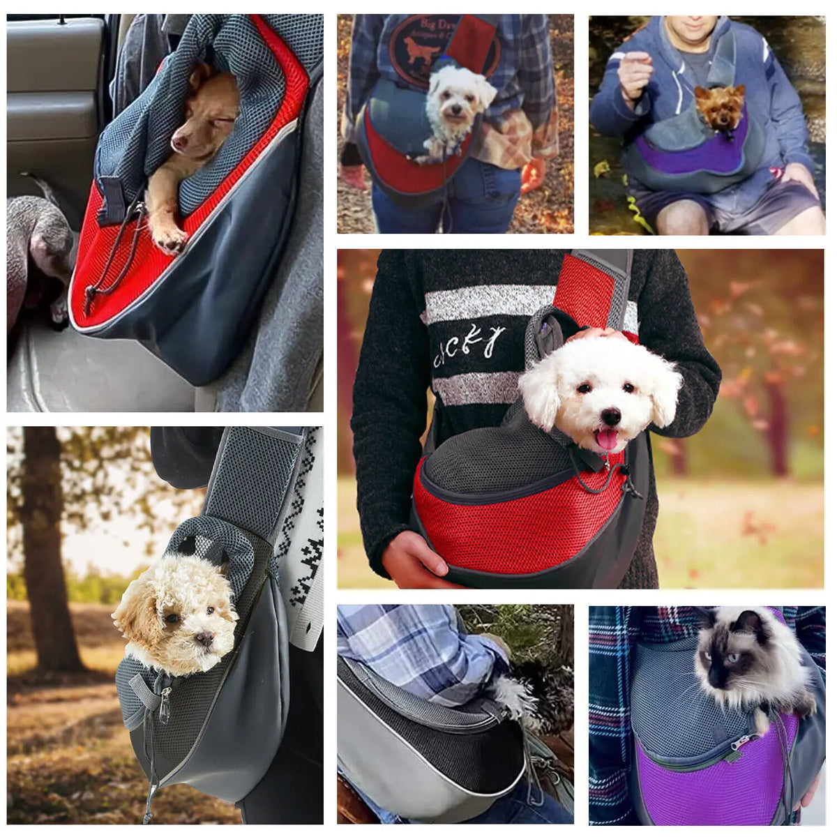 Mesh oxford sling carrier bag for small dogs
