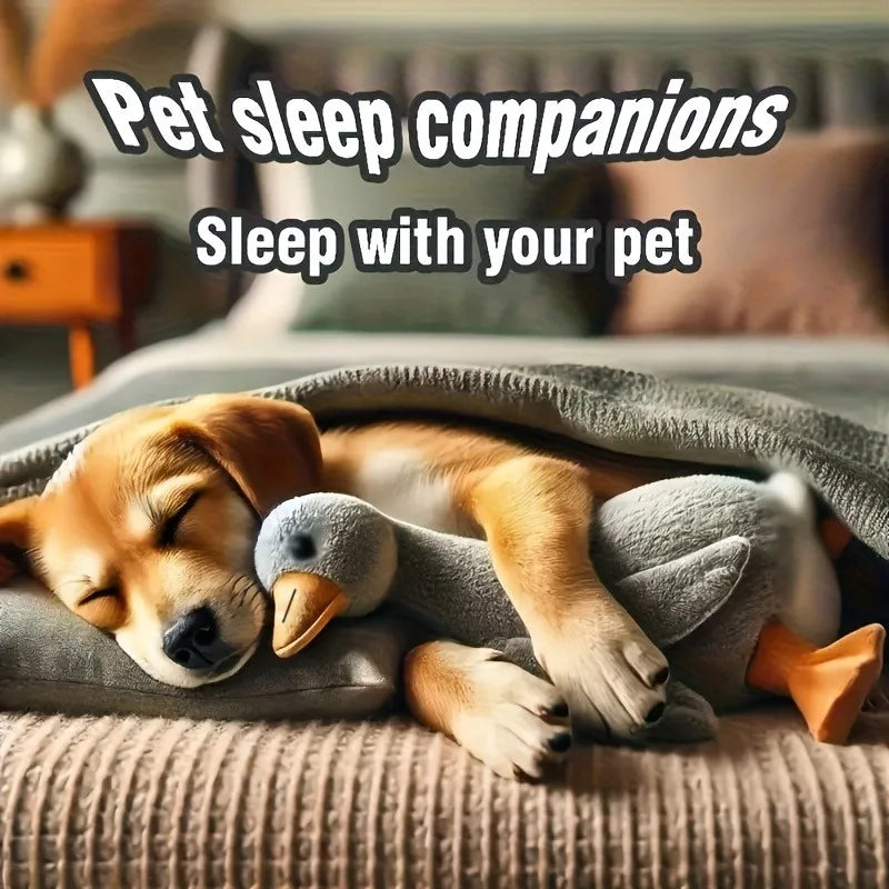 Soft plush duck companion toy for dogs and cats