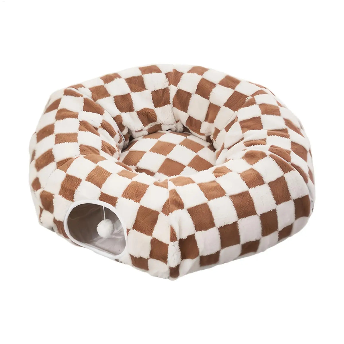 Donut tunnel bed with interactive ball and washable cushion for cats