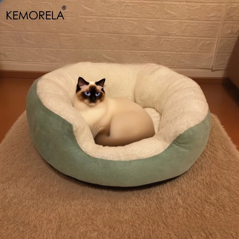 Plush orthopedic pet bed with backrest for cats and small dogs