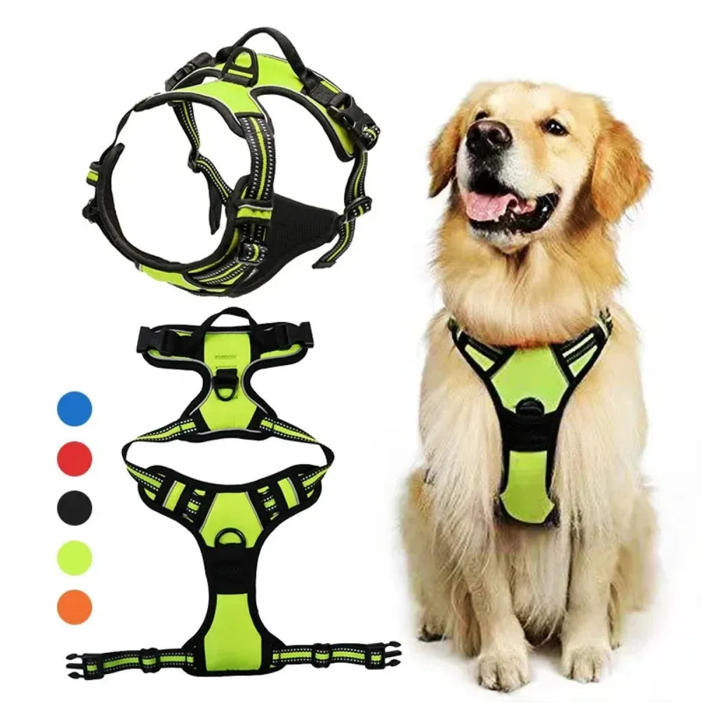 Reflective breathable nylon vest harness for small to large dogs