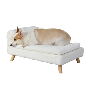 Elevated Nordic-style pet bed with wood legs for small dogs and cats