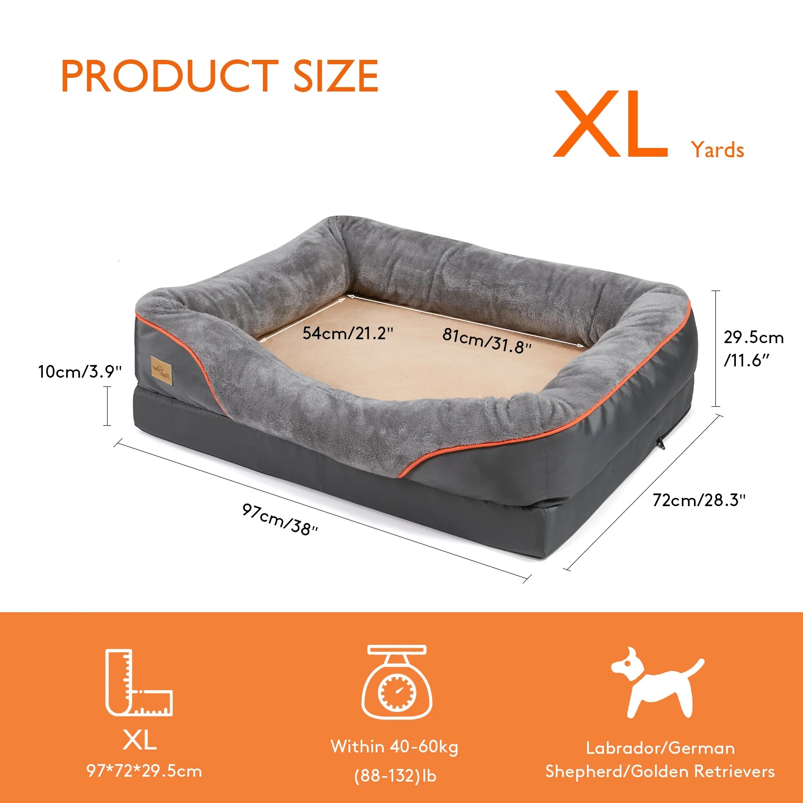 Large fleece dog bed with removable washable waterproof cover