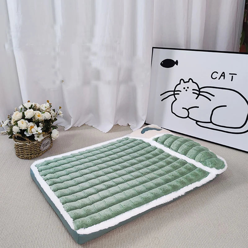 Corduroy sofa-style dog bed with removable washable cover