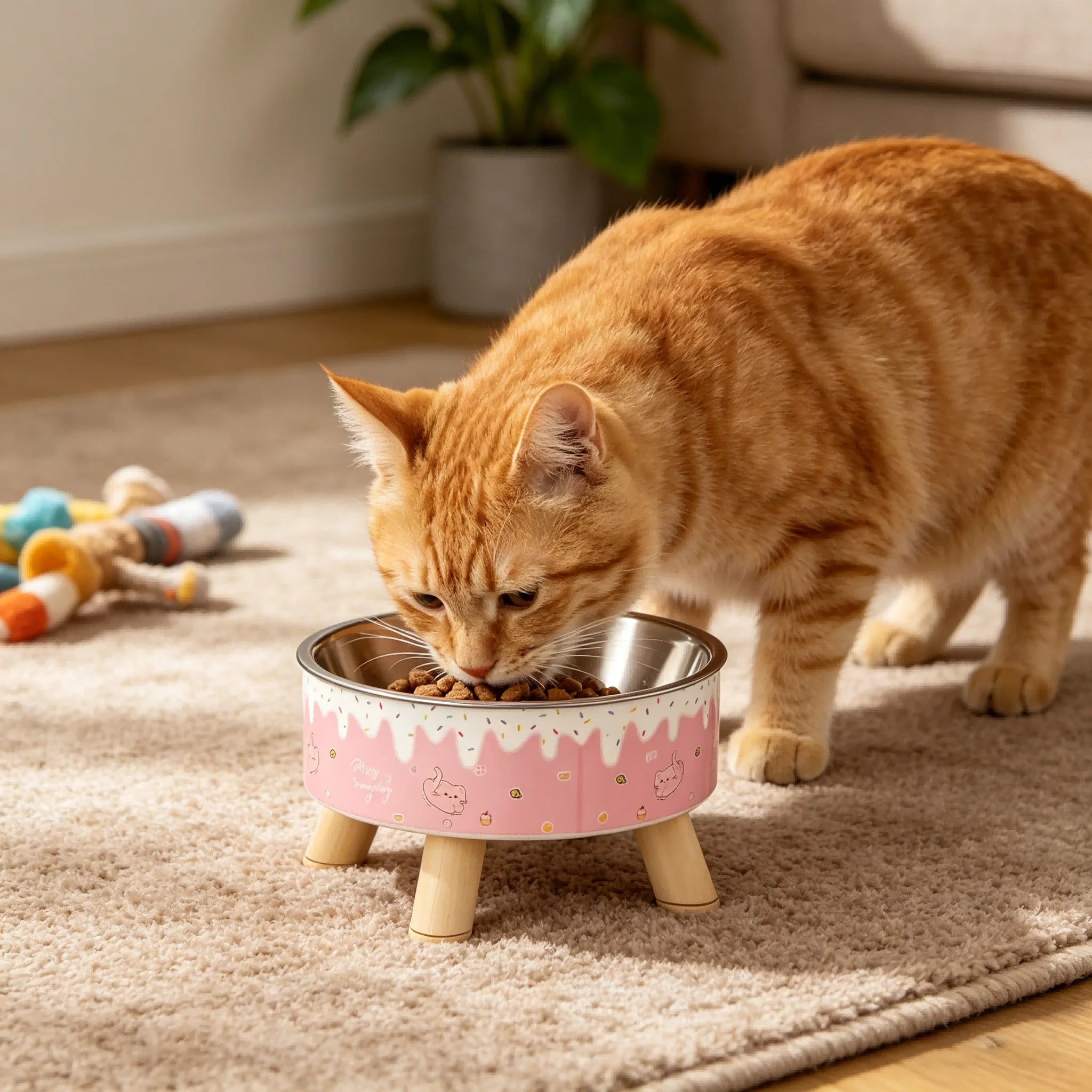 Elevated ice cream design stainless steel feeding bowl for dogs and cats