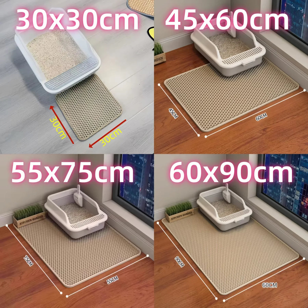 Waterproof 2-layer litter trapping mat for cats
